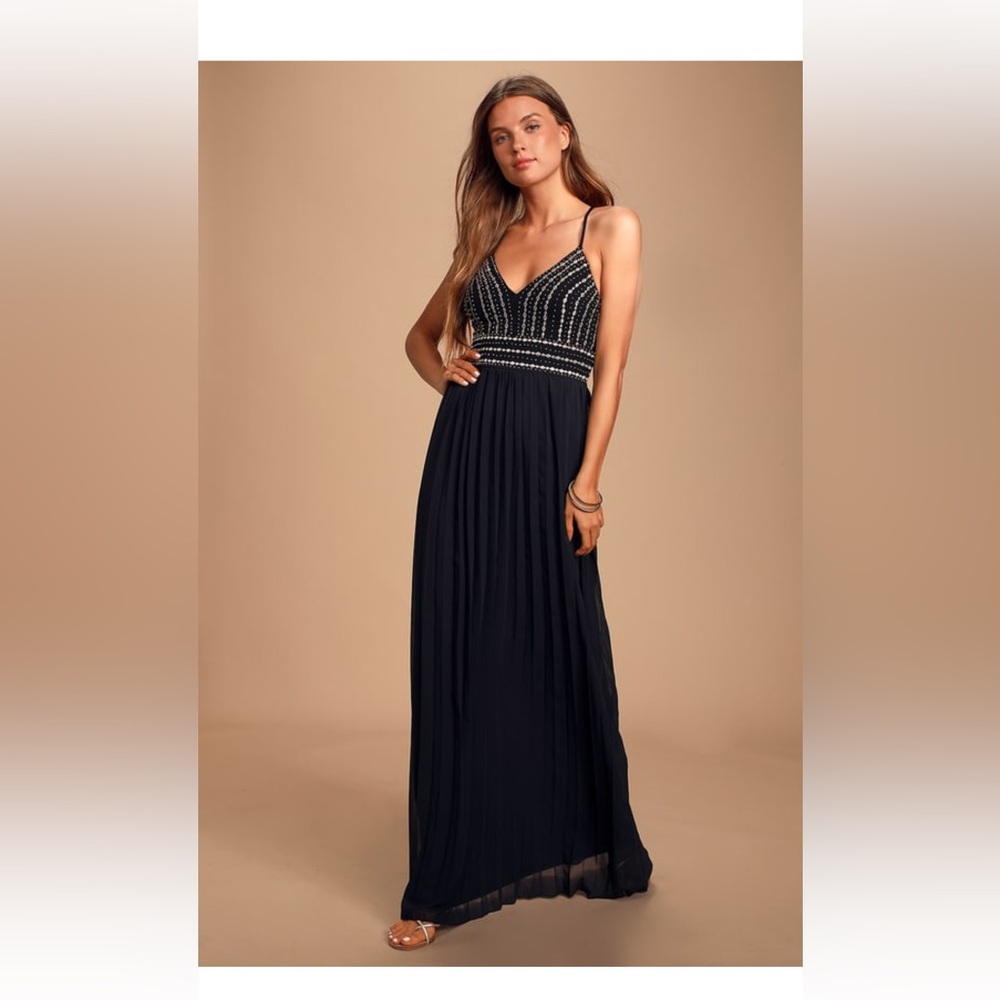 Lulu’s Glamorous Gala Black Embroidered Maxi Dress